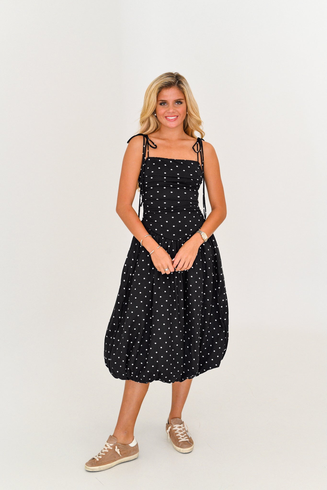 Mary Polka Dot Bubble Dress - Black