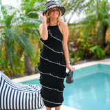 Juniper Sweater Halter Midi Dress -Black/Off White