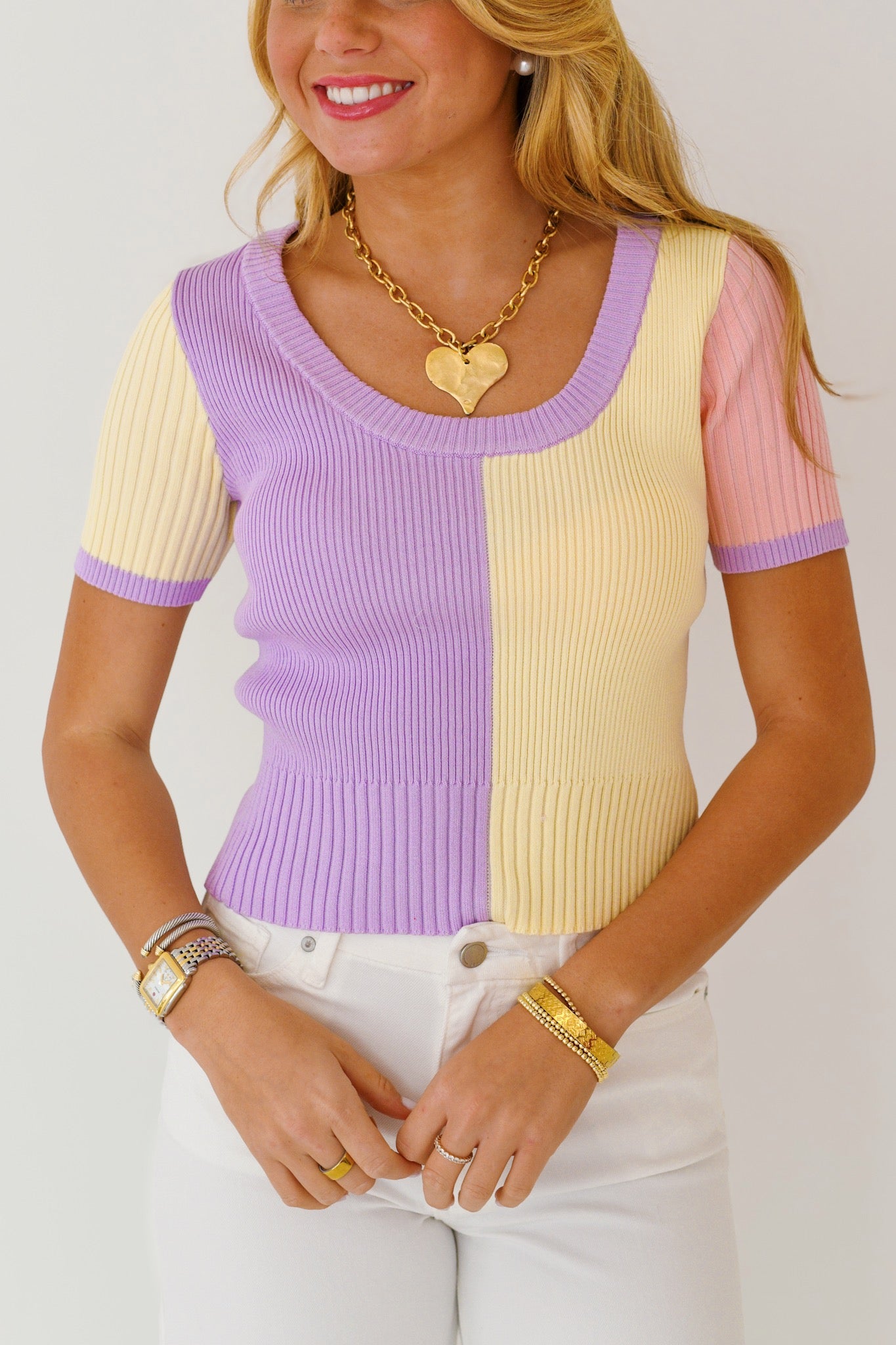 Victoria Color Blocked Sweater Top - Multi