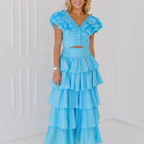 Tara Ruffle Skirt Set - Blue