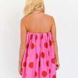 Keegan Mini Bubble Dress - Pink/Red Polka Dots