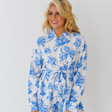 Layla Floral Romper - Off White Blue