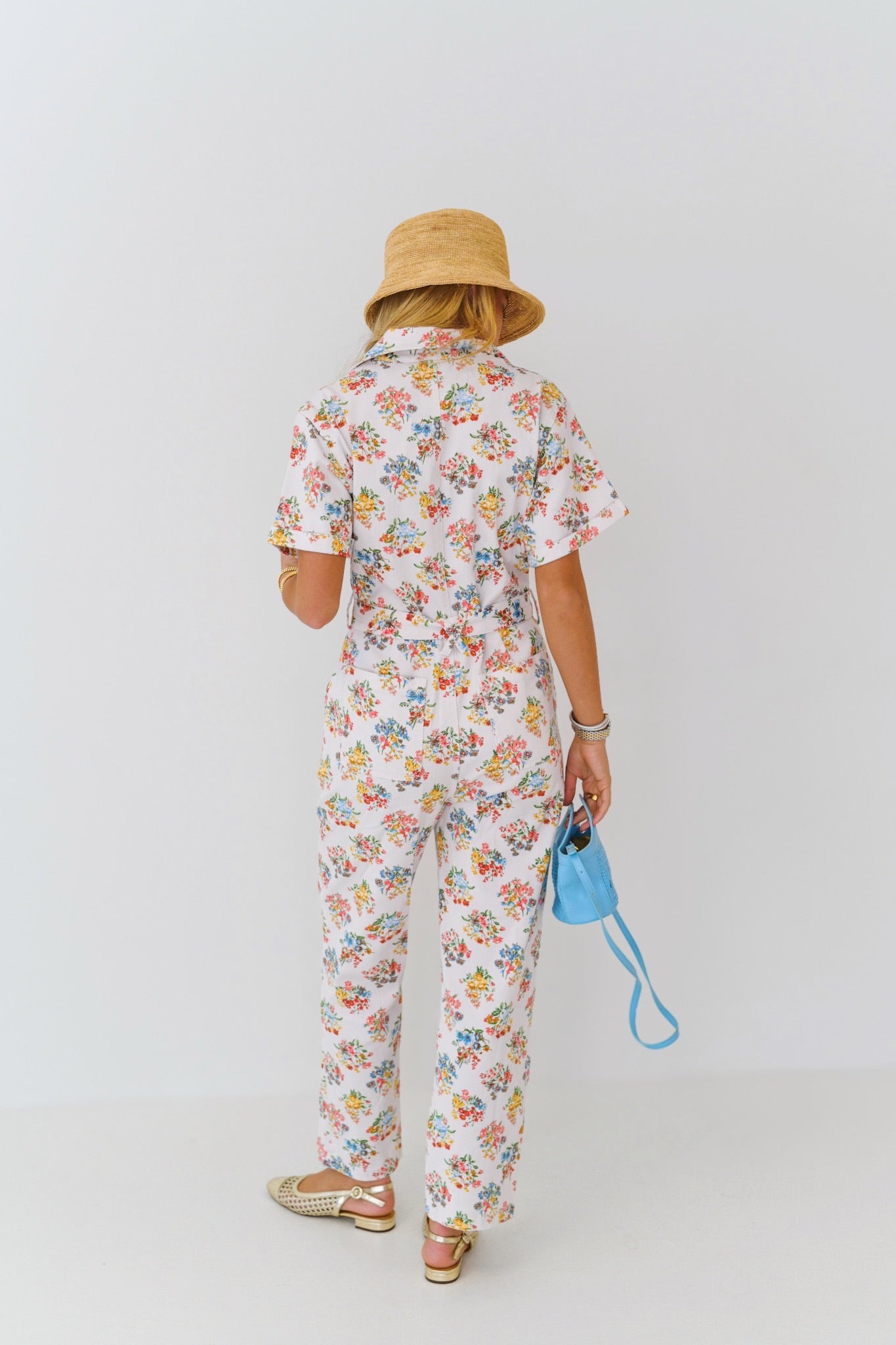 Nora Printed Twill Jumpsuit-Off White/Multi