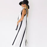 Ember Color Block Maxi Dress - White/Black