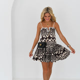 Kaylor Sweetheart Dress - Dark Brown/White