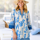 Miller Contrast Floral Print Mini Dress - Blue Multi