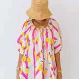 Millie Yellow Limes Striped Romper - White/Pink
