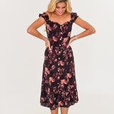 Jen Midi Dress - Brown Floral