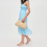 Mallory Straw Pearls Stud Clutch - Ivory