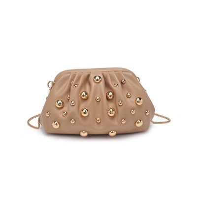 Carey Studded Clutch: Natural