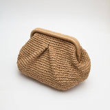 Bila Hinge Straw Clutch Bag - Ivory