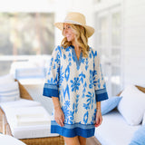 Miller Contrast Floral Print Mini Dress - Blue Multi
