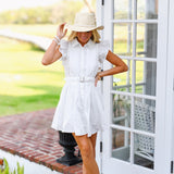 Fancy Ruffle Sleeve Mini Dress - Off White