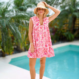 Alia Sailor Collar Ruffle Dress - Pink