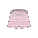 Fancy Striped Button Shorts - Powder Pink/White