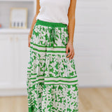 Caley Floral Maxi Skirt - Green