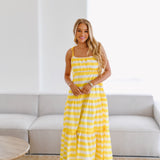 Naomi Striped Midi Dress-Yellow