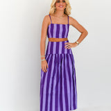 Iris Maxi Skirt Set - Purple Tone Stripes