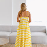 Naomi Striped Midi Dress-Yellow