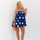 Darcy Mini Bubble Dress - Navy Polka Dots