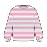 Fancy Striped Long Sleeve Top - Powder Pink/White