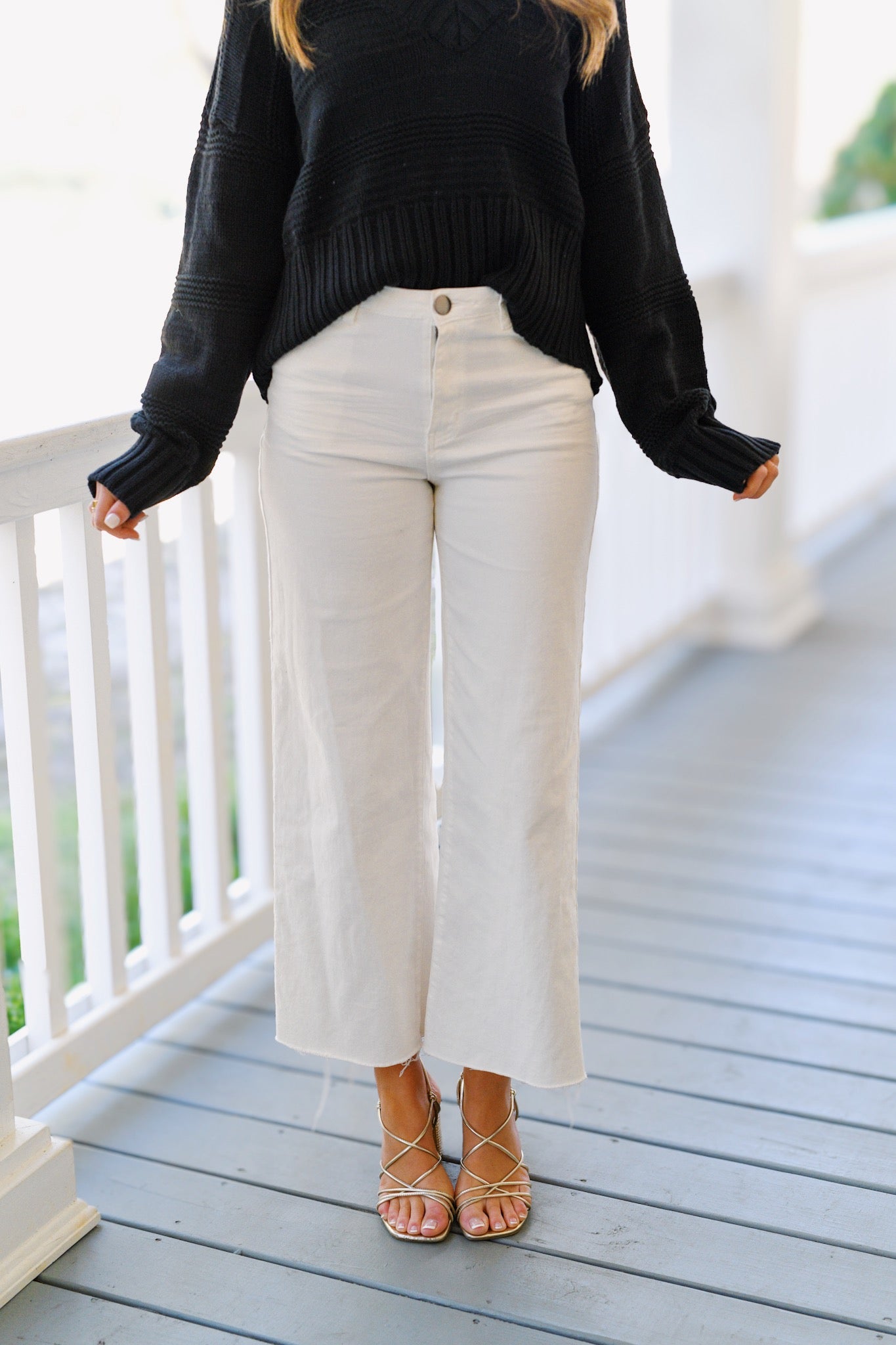 Millie Denim Stretch Wide Leg Pants - White