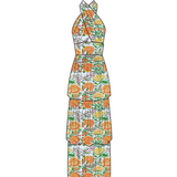 Dorothy Criss Cross Halter Neck Maxi Dress - Orange/Pink (PREORDER)