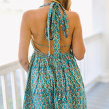 Victoria Frill Halter Mini Dress - Teal