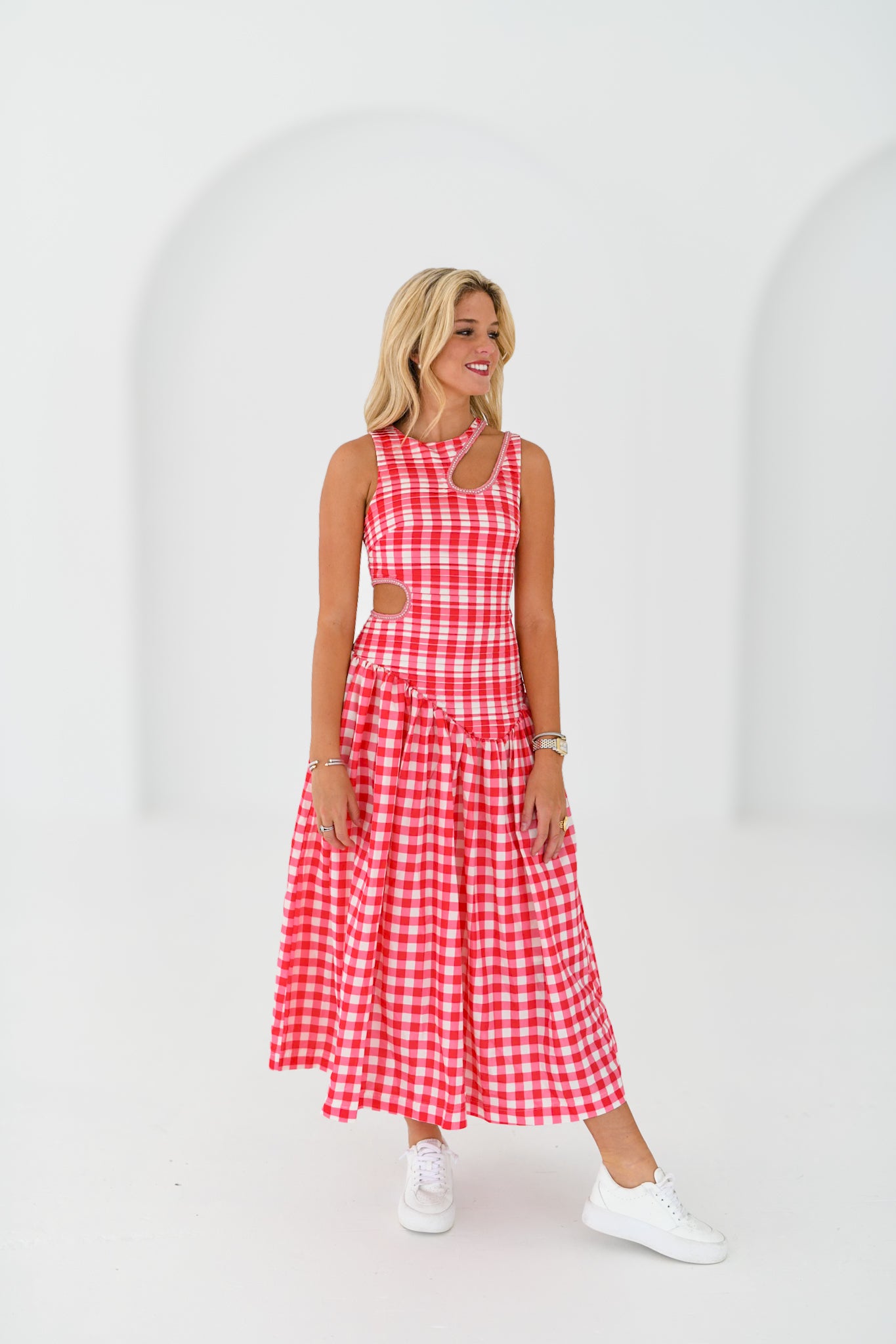 Riley Drop waist Maxi - Red Gingham