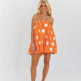 Ollie Mini Bubble Dress - Orange Polka Dots
