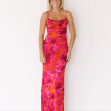 Kaya Floral Midi Dress - Magenta
