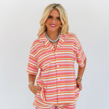 Alexa Striped French Terry Set - Orange