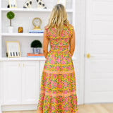 Vanessa Smocking Tier Maxi Dress -Yellow/Pink