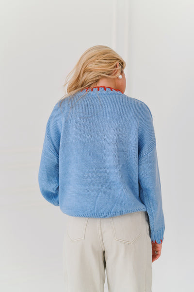 Inez Lobster Sweater - Blue/Red