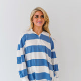 Analisa Striped Long Sleeve Top-Blue