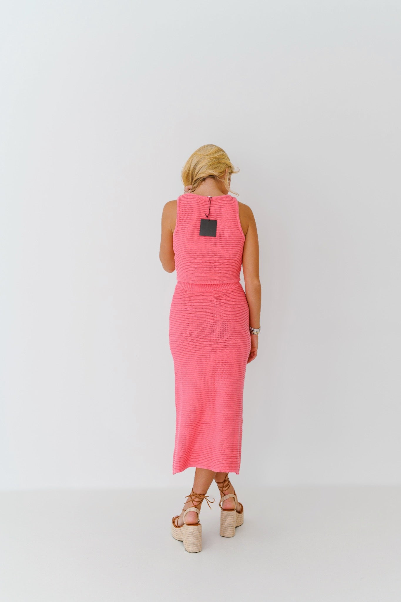 Laura Ribbed Sweater Midi Skirt-Pink