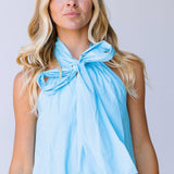 Maleah Ribbon Sleeveless Mini Dress - Light Blue