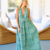 Tara Floral Maxi Frill Dress - Teal