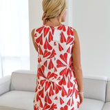 Olivia Heart Shift Dress - Red/Blue