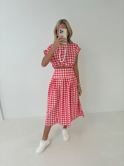 Gracelynn Gingham Set - Red/White