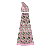 Rae One Shoulder Maxi Skirt Set - White/Pink Floral (PREORDER)