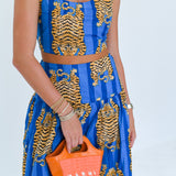 Ginger Maxi Skirt Set - Blue Striped Tiger