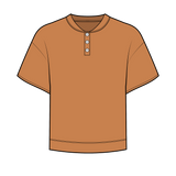 Fancy Half Button Short Sleeve Terry Top