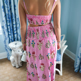 Harmony Maxi Skirt Set - Pink Pinstripe Blockprint