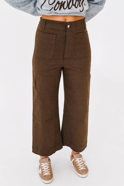 Florence Wide Leg Pants - Brown