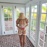 Riley Ruffle Trim Set - White/Orange