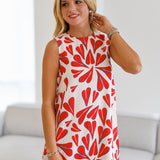 Olivia Heart Shift Dress - Red/Blue