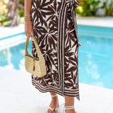 Taylor Floral Wrap Skirt-Brown