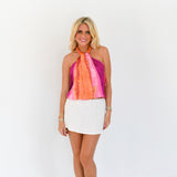 Mallie Accent Top - Magenta/Coral