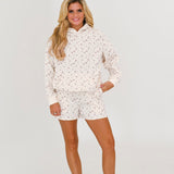 Paisley Ditsy Floral Sweat Shorts-Ivory
